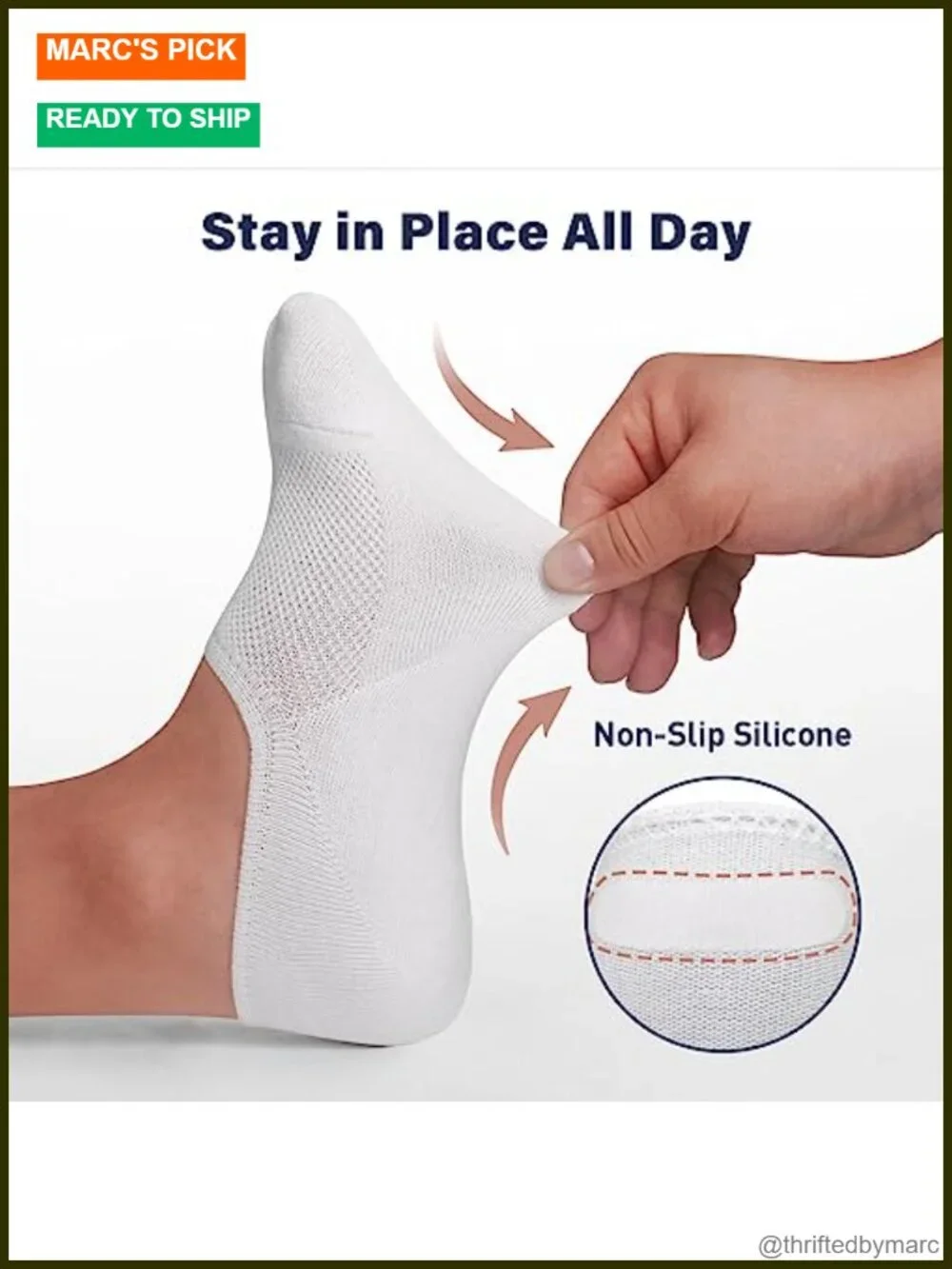 No Show Socks 6 Pack Men Invisible Low Cut Non Slip Silicone Grip Breathable